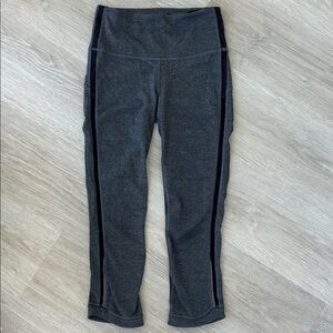 Lululemon Run Crop Leggings Women’s 4 Gray High-Rise Mesh Panel Athletic capri